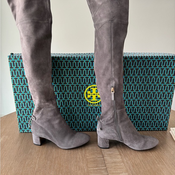 Tory Burch Laila 45MM Over-the-Knee Boot Stretch Suede Sz 7.5 - Picture 2 of 14